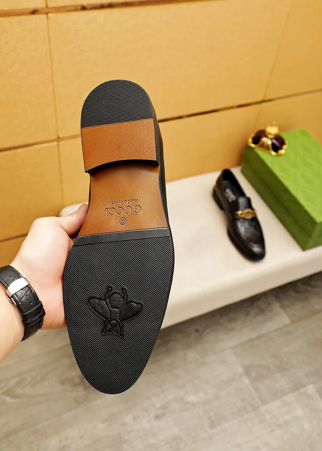 Gucci Horsebit 1955 Noir Or embossé GG monogram boucle mocassin 3