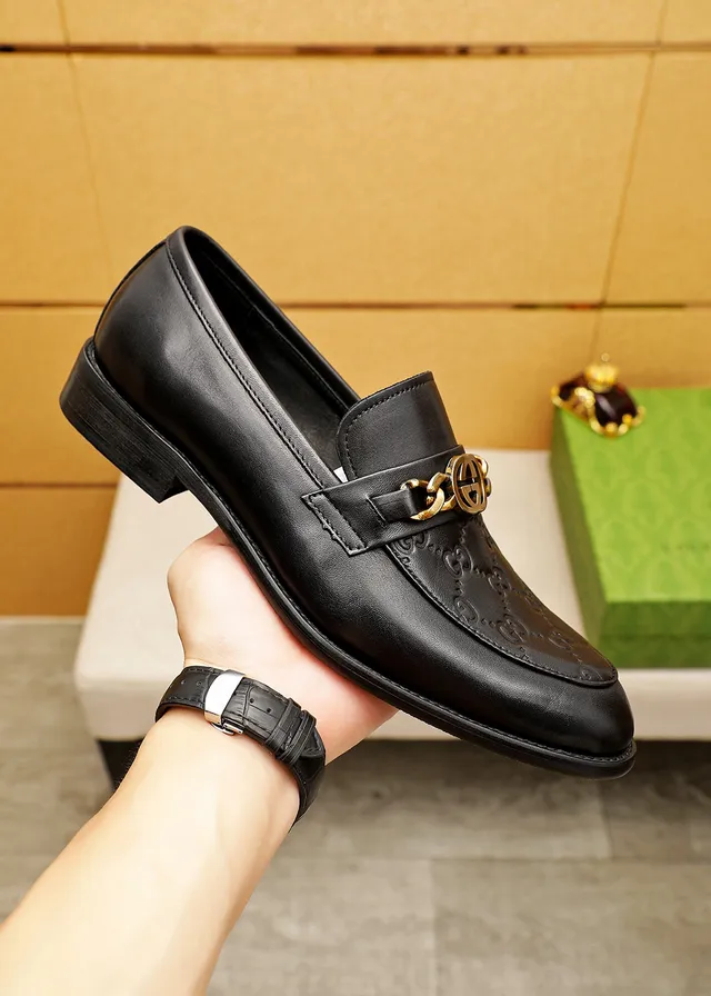 Gucci Horsebit 1955 Noir Or embossé GG monogram boucle mocassin 7