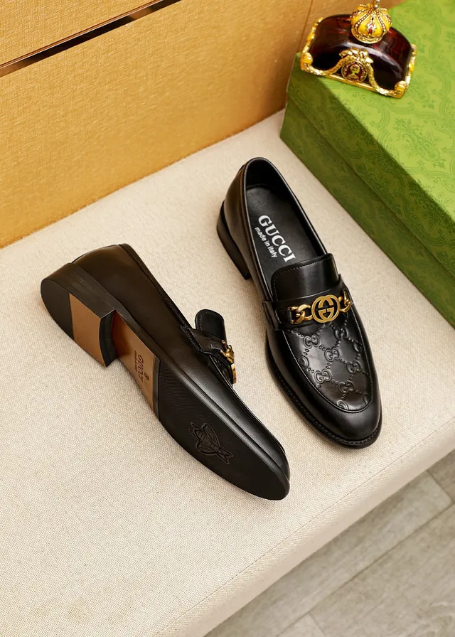Gucci Horsebit 1955 Noir Or embossé GG monogram boucle mocassin 9