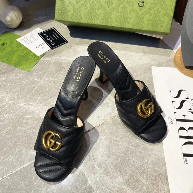 Gucci Horsebit 1955 काली सोने की क्विल्टेड चमड़ी interlocking G बकिल ब्लॉक हील 3