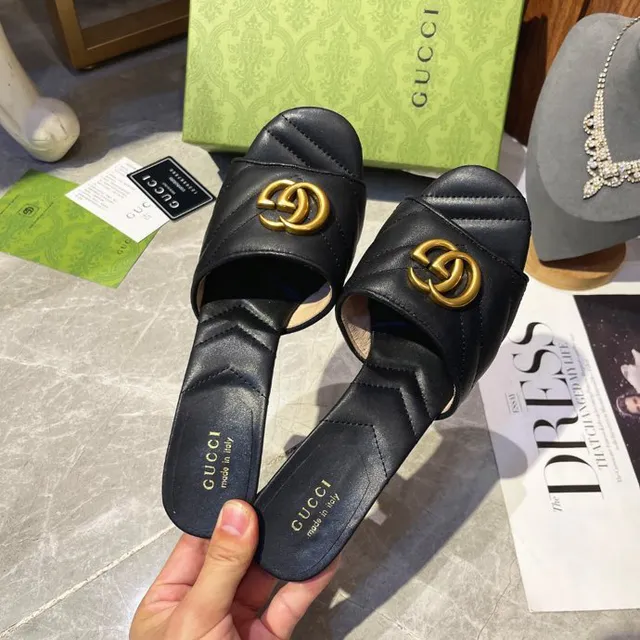 Gucci Horsebit 1955 काली सोने की क्विल्टेड चमड़ी interlocking G बकिल ब्लॉक हील 5