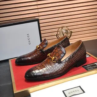 Mocasines Gucci Horsebit 1955 de Cuero Marrón con Embossado de Cocodrilo