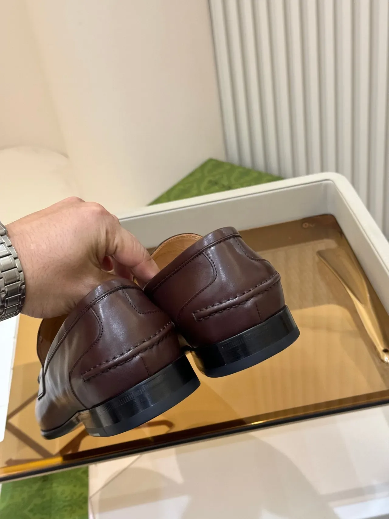 Gucci Horsebit 1955 棕色皮革 Horsebit 乐福鞋 3