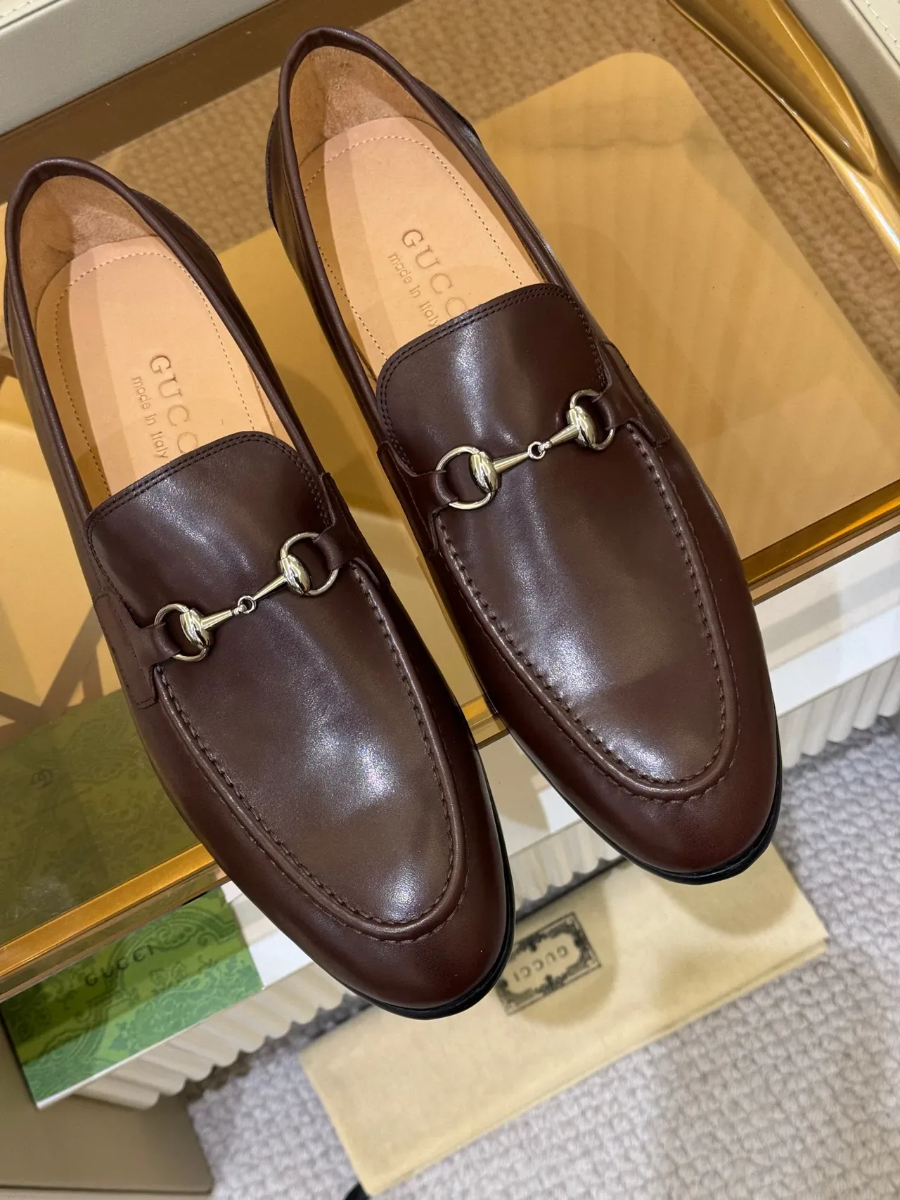 Gucci Horsebit 1955 棕色皮革 Horsebit 乐福鞋 4