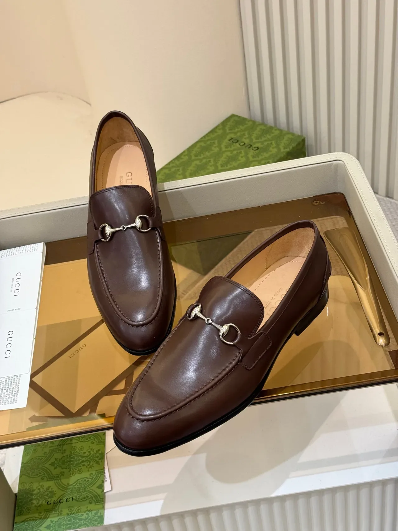 Gucci Horsebit 1955 棕色皮革 Horsebit 乐福鞋 5