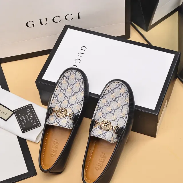 Gucci Horsebit 1955 GG Monogram 帆布和黑色皮革乐福鞋 3
