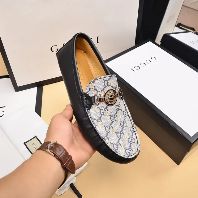 Gucci Horsebit 1955 GG Monogram 帆布和黑色皮革乐福鞋 6
