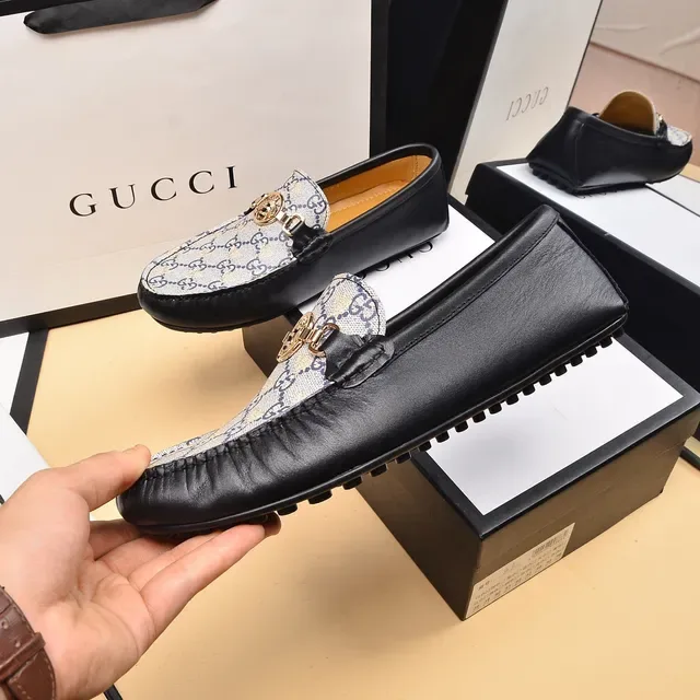 Gucci Horsebit 1955 GG Monogram 帆布和黑色皮革乐福鞋 7