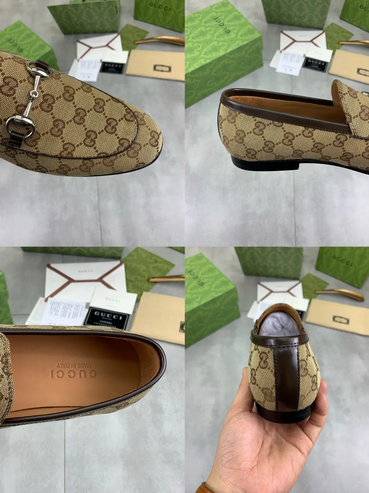 Gucci Horsebit 1955 লোফার বেইজ ব্রাউন GG Monogram Canvas লোফার 3