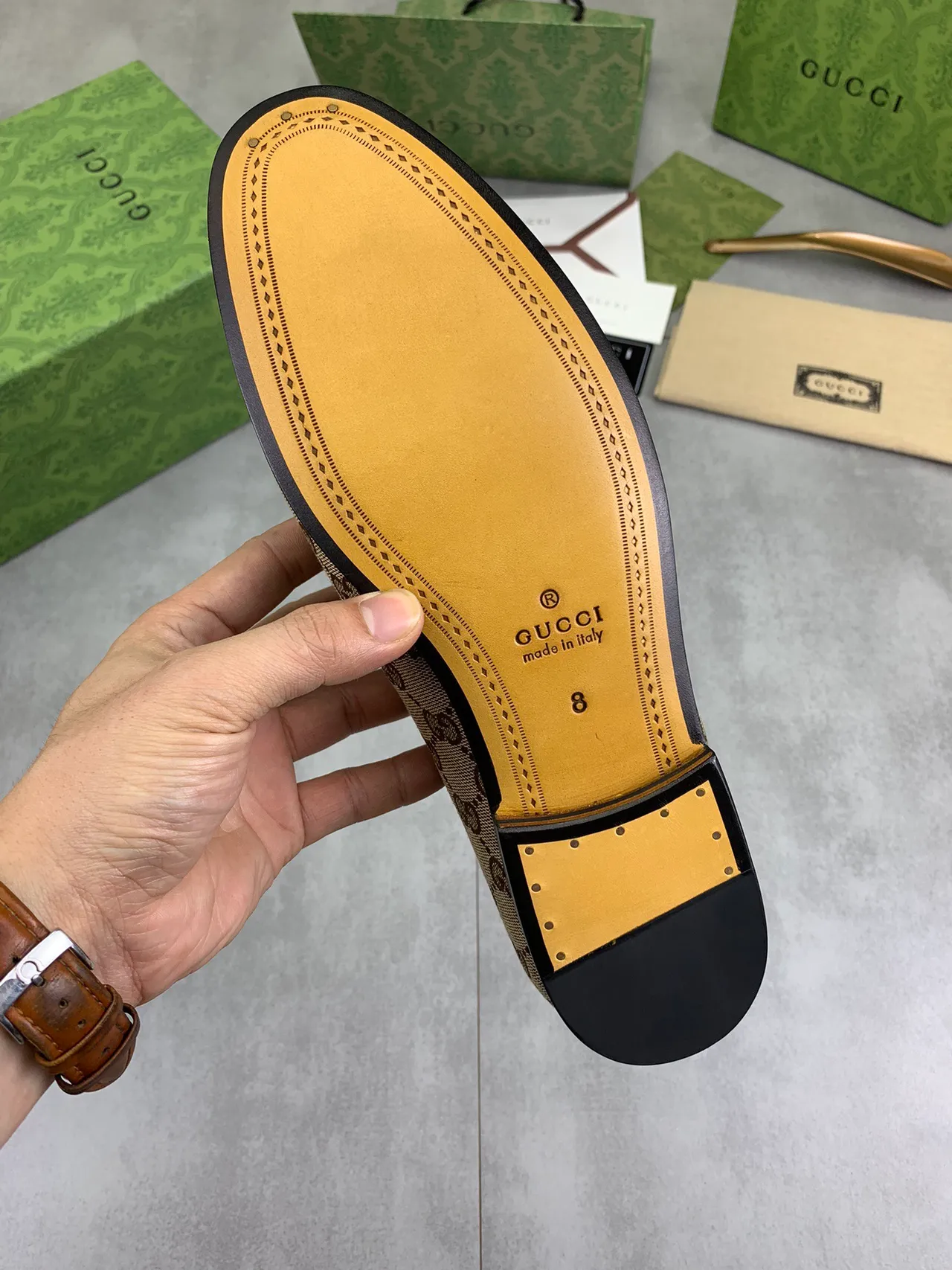 Gucci Horsebit 1955 লোফার বেইজ ব্রাউন GG Monogram Canvas লোফার 4
