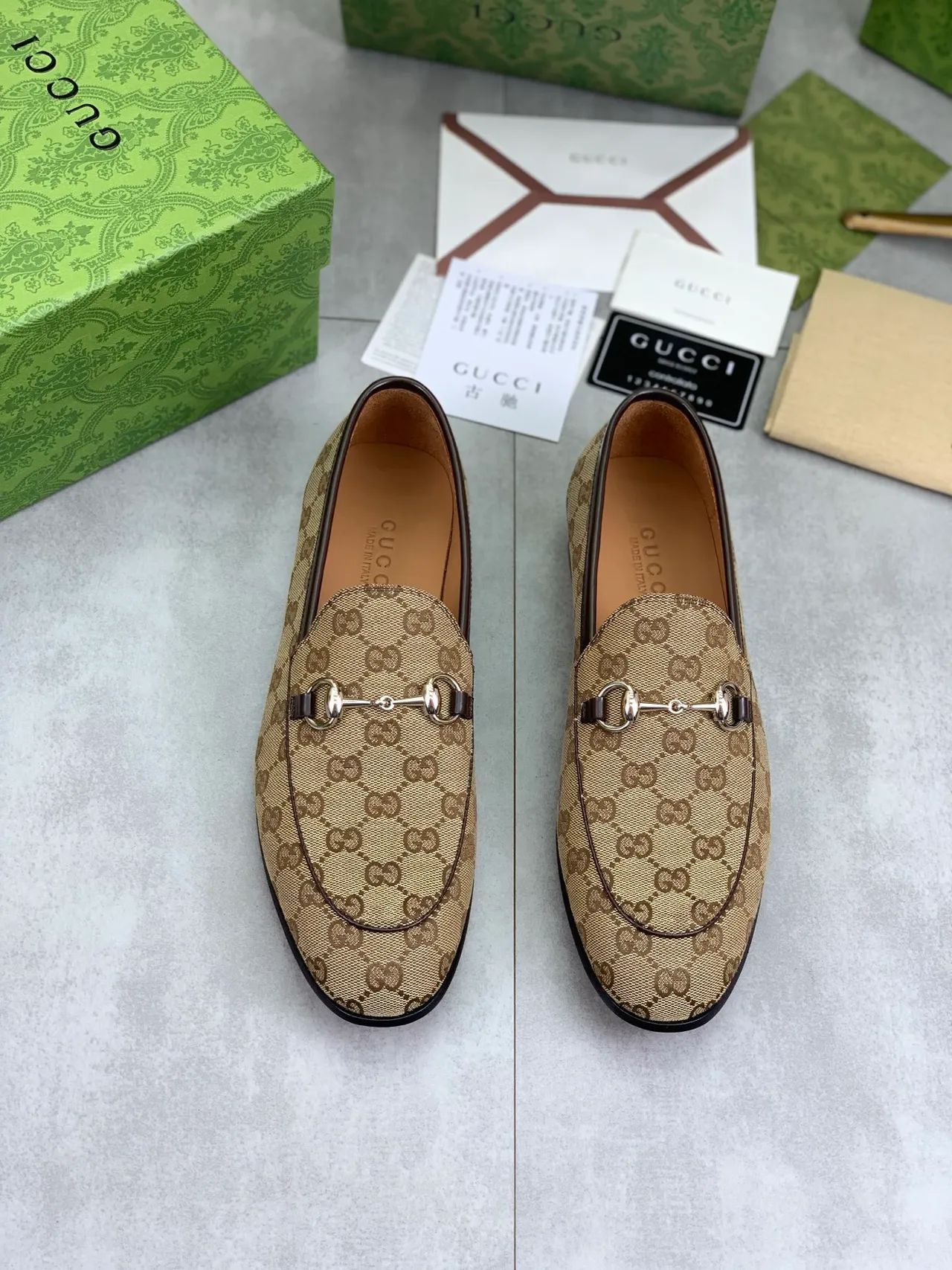 Gucci Horsebit 1955 লোফার বেইজ ব্রাউন GG Monogram Canvas লোফার 5