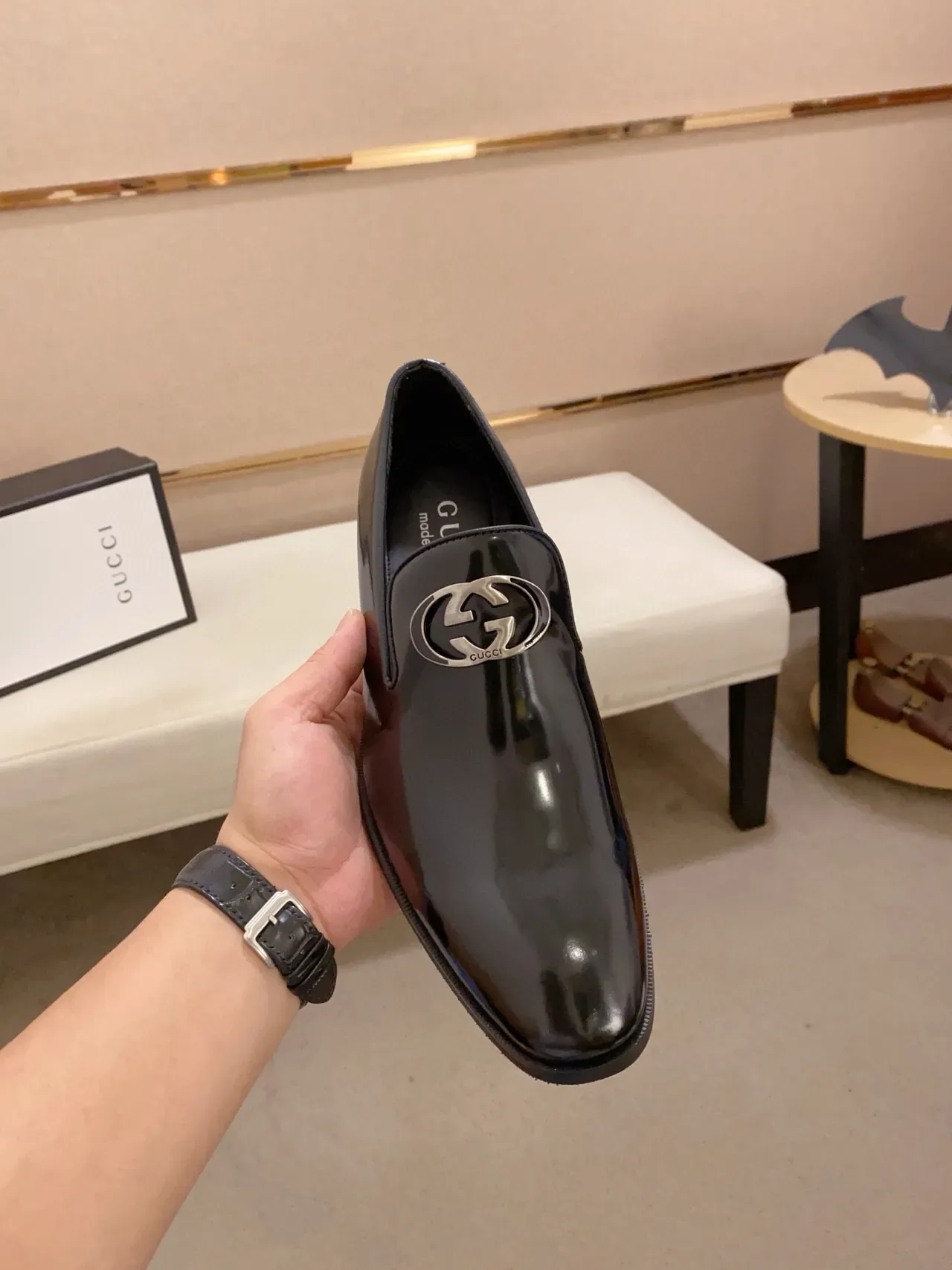 Gucci Horsebit 1955 चमकदार काली चमड़े की लोफर 5