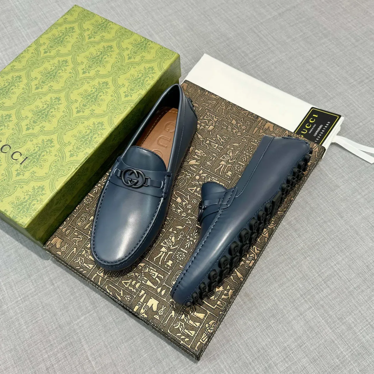 Gucci Horsebit 1955 Navy Leather Loafers 2