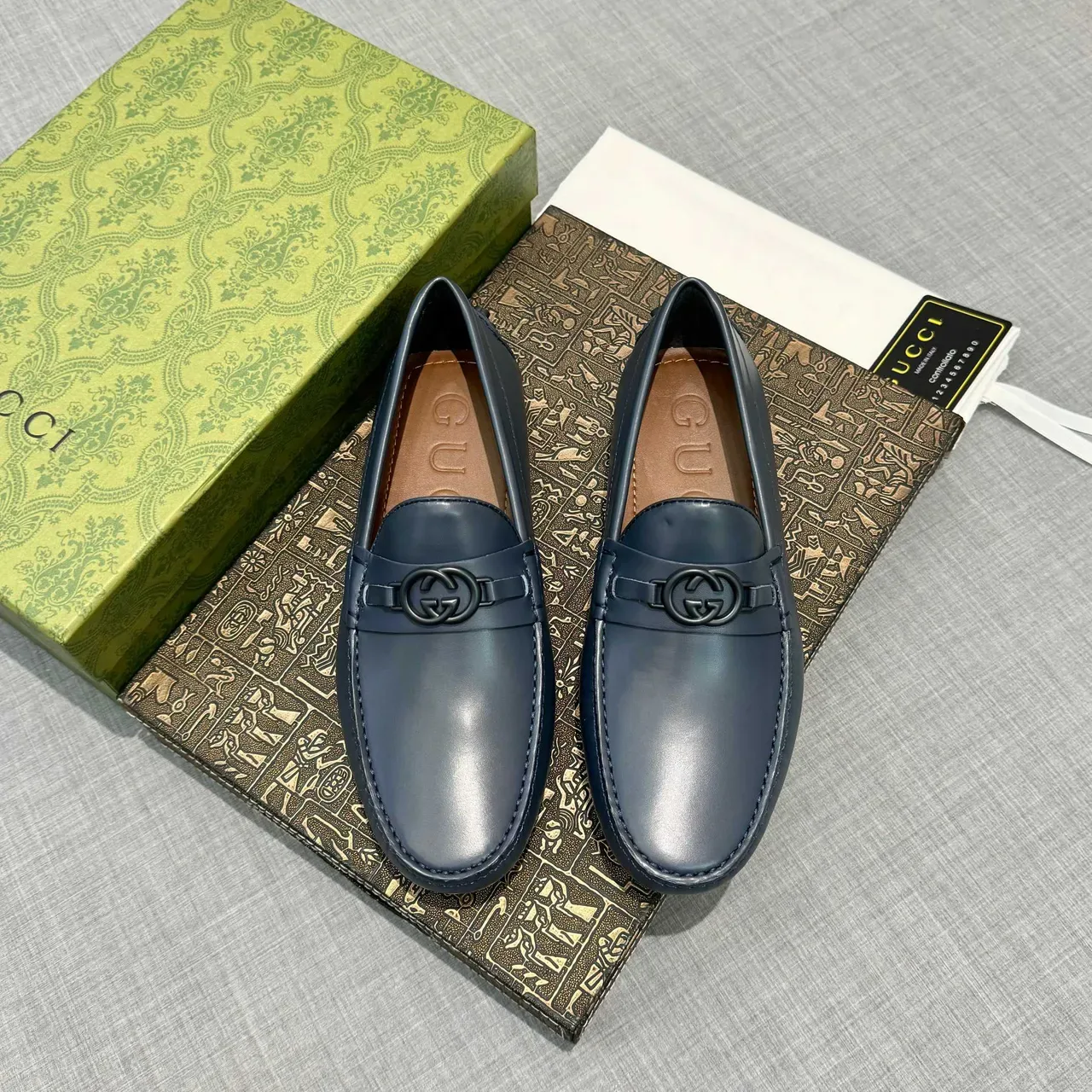 Gucci Horsebit 1955 Navy Leather Loafers 6