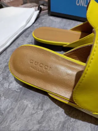 Gucci Horsebit 1955 Mocassins de Couro Amarelo Slip-On 3