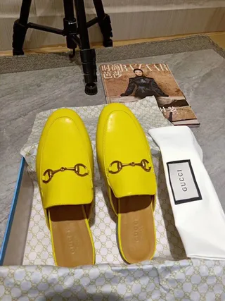 Gucci Horsebit 1955 Mocassins de Couro Amarelo Slip-On 5