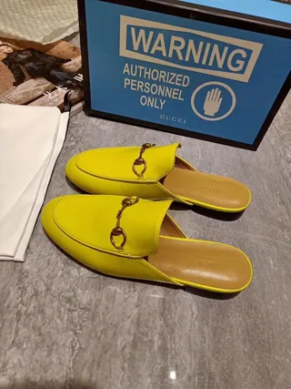 Gucci Horsebit 1955 Mocassins de Couro Amarelo Slip-On 6