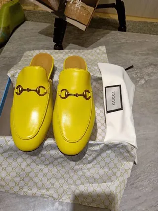 Gucci Horsebit 1955 Mocassins de Couro Amarelo Slip-On 7