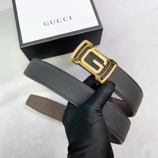 Gucci Interlocking G Buckle काली चमड़ी की बेल्ट
