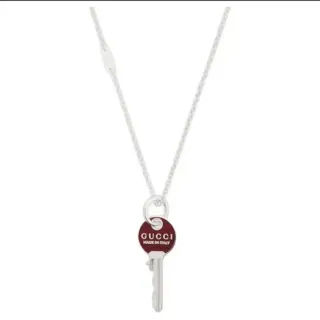 Collier Gucci Pendentif Clé Disco Émail Rouge Argent