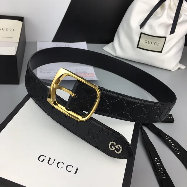 Gucci Ophidia Black Embossed GG Leather Belt 6