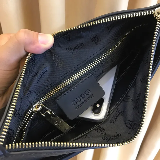Gucci Ophidia काला सोने का मैट लेदर एम्बॉस्ड GG Monogram ट्रिम लिफाफा क्लच 3