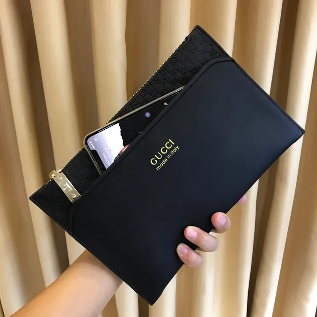 Gucci Ophidia काला सोने का मैट लेदर एम्बॉस्ड GG Monogram ट्रिम लिफाफा क्लच 5