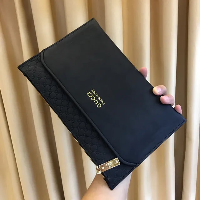Gucci Ophidia काला सोने का मैट लेदर एम्बॉस्ड GG Monogram ट्रिम लिफाफा क्लच 7