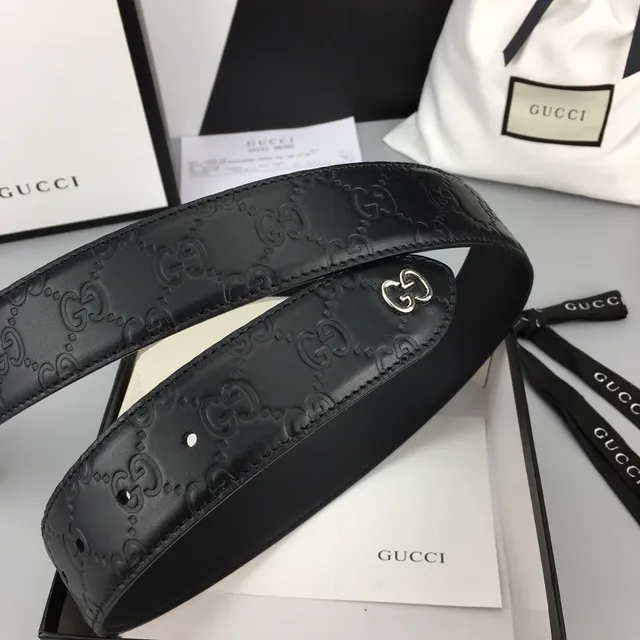 Gucci Ophidia Embossed GG Black Leather Belt 7