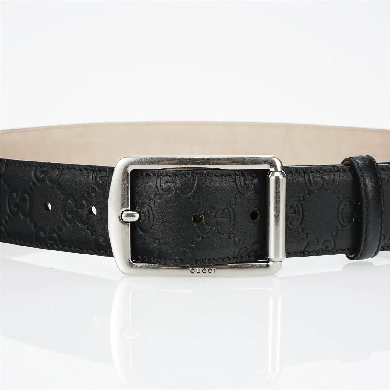 Gucci Ophidia Embossed GG Monogram Black Leather Belt 8