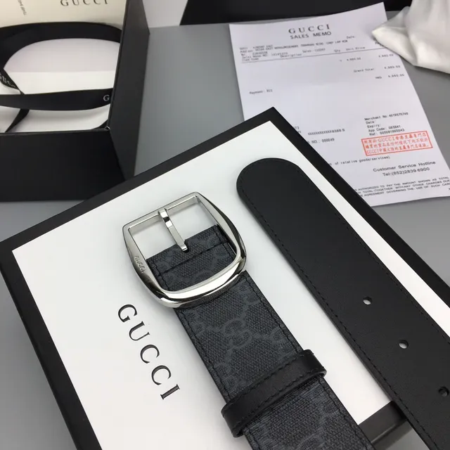 Gucci Ophidia GG Monogram Cinto de couro preto 8