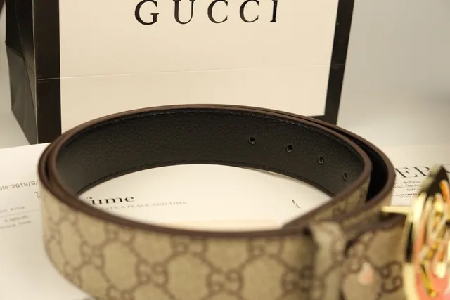 Gucci Ophidia Interlocking G fivela Bege GG Monogram Cinto de couro 2