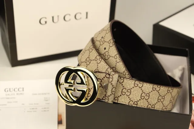 Gucci Ophidia Interlocking G fivela Bege GG Monogram Cinto de couro 4