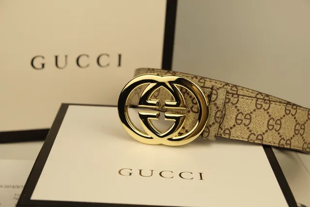 Gucci Ophidia Interlocking G fivela Bege GG Monogram Cinto de couro 6