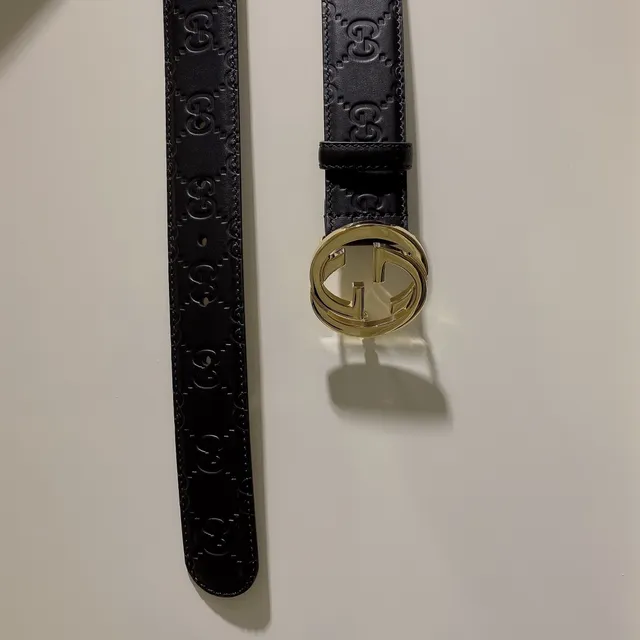 Gucci Ophidia Interlocking G Buckle Black Leather Belt 2