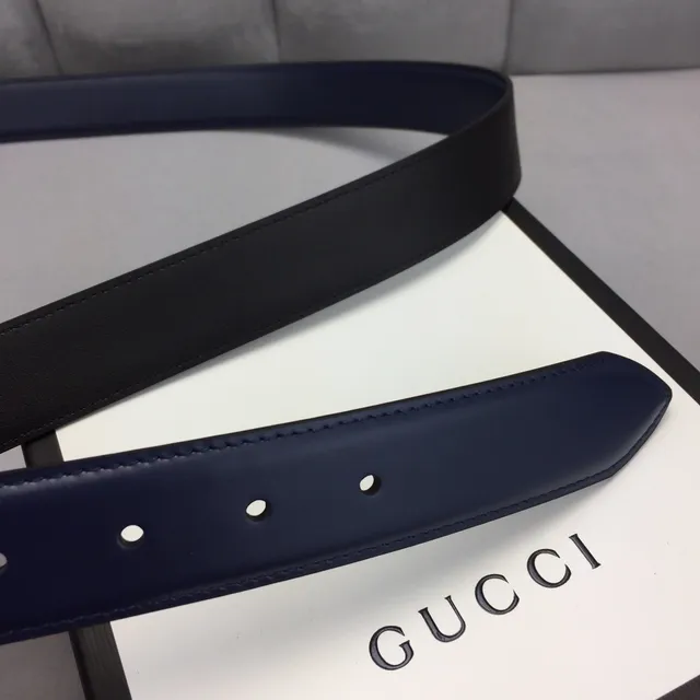 Gucci Ophidia Navy Gold Octagonal Buckle Interlocking G Logo Leather Belt 7