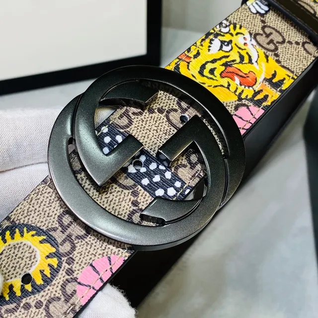 Gucci Ophidia Tiger and Floral Print Leather Belt 3