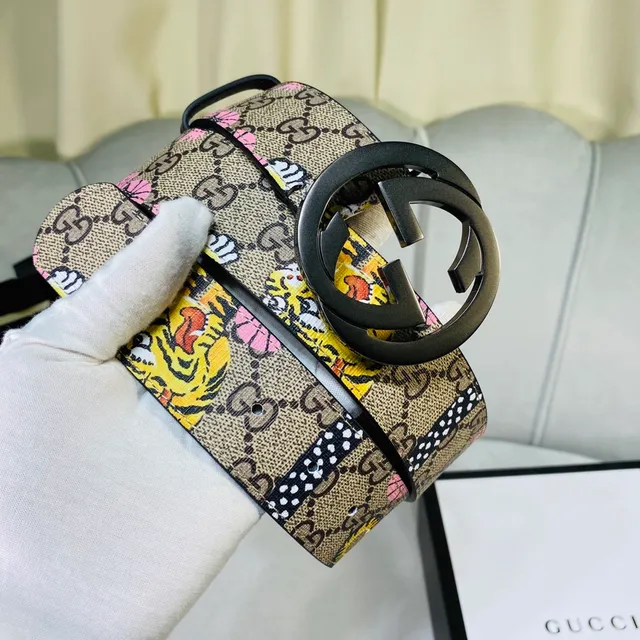 Gucci Ophidia Tiger and Floral Print Leather Belt 4