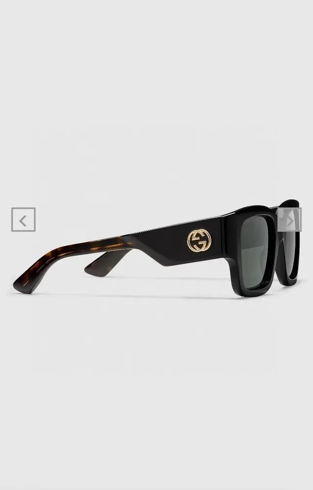 Gucci Lunettes de soleil oversized rectangulaires noires en acétate 3