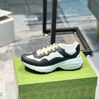 Gucci Rhyton Black and White Leather Chunky Sneakers