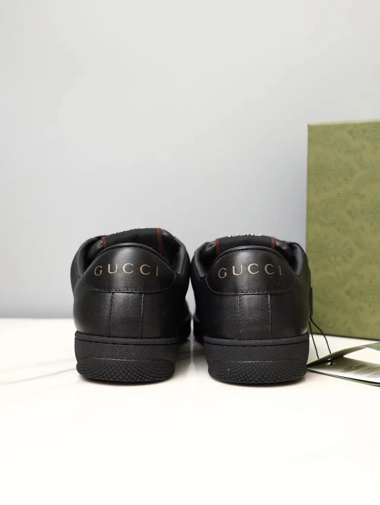 Gucci Rhyton Black Leather Embossed GG Web Stripe Lifestyle Sneakers 3