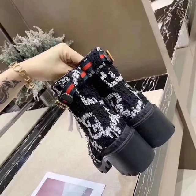 Gucci Rhyton Monogram ट्वीड एंकल बूट 3