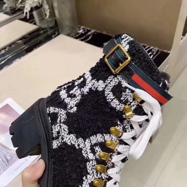 Gucci Rhyton Monogram ट्वीड एंकल बूट 6