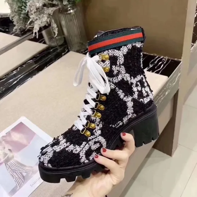 Gucci Rhyton Monogram ट्वीड एंकल बूट 7
