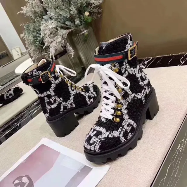 Gucci Rhyton Monogram ट्वीड एंकल बूट 9