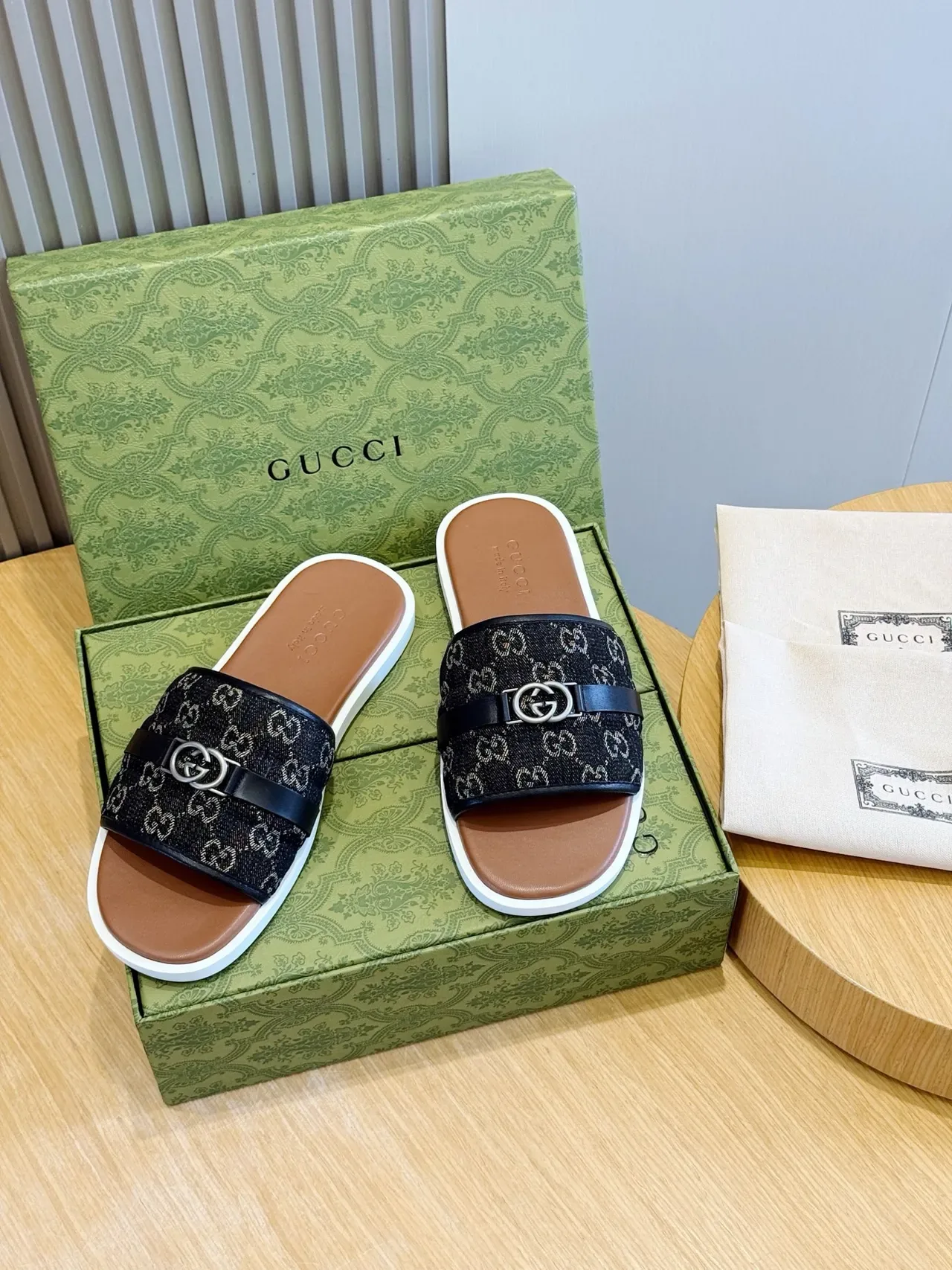 Gucci Screener GG Monogram Canvas Single-Strap Slide Slippers 13