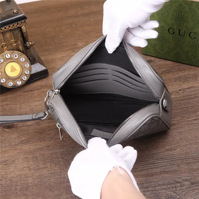 Gucci Screener Cinza GG Supreme Canvas Bolsa messenger 13