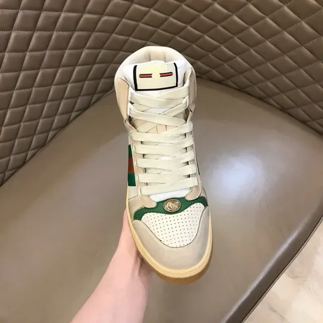 Gucci Screener Off-White Green Red Web حذاء رياضي أسلوب حياة عالي 2