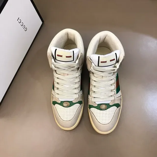 Gucci Screener Off-White Green Red Web حذاء رياضي أسلوب حياة عالي 3