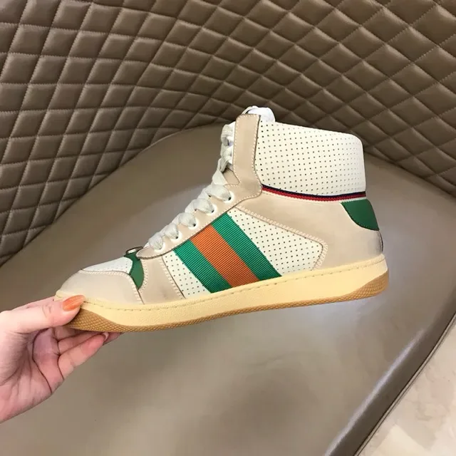 Gucci Screener Off-White Green Red Web حذاء رياضي أسلوب حياة عالي 5